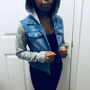 Denim and sweater combo jean jacket